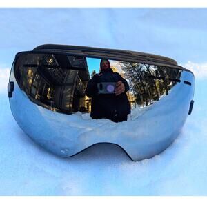 Silver Mirrored Frameless Ski Goggles | Spring Skiing Snowboard